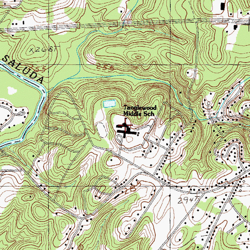Topographic Map of Tanglewood Middle School, SC