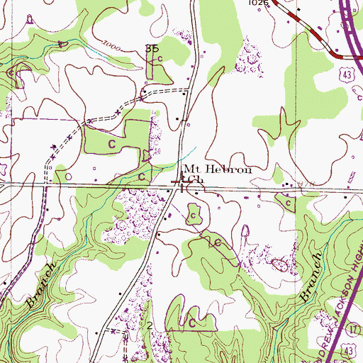 Topographic Map of Mount Hebron Church, AL