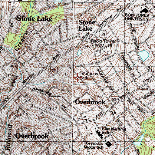 Topographic Map of Timmons Park, SC