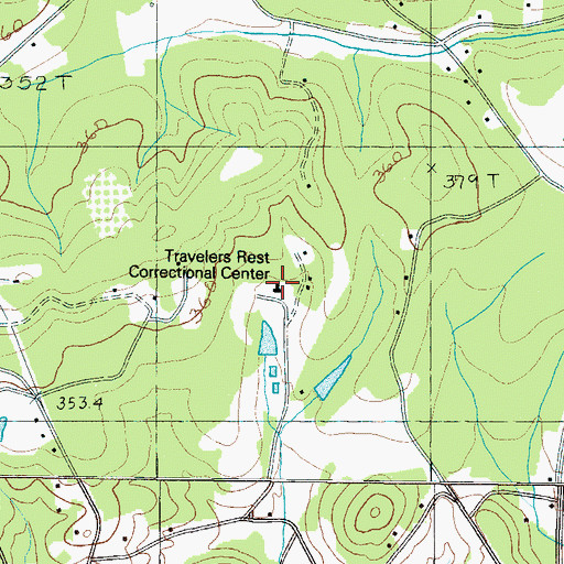 Topographic Map of Travelers Rest Correctional Center, SC
