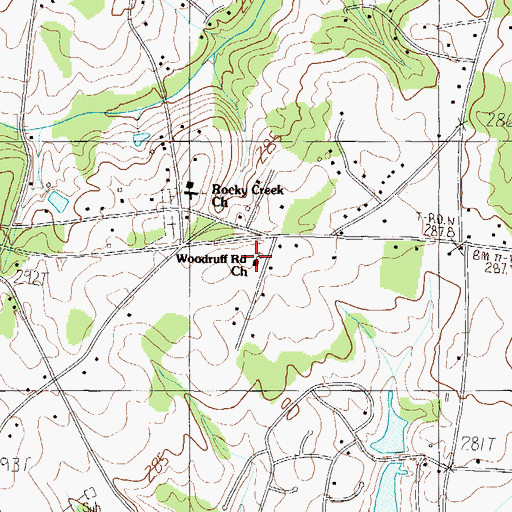 Topographic Map of Woodruff Road Church, SC