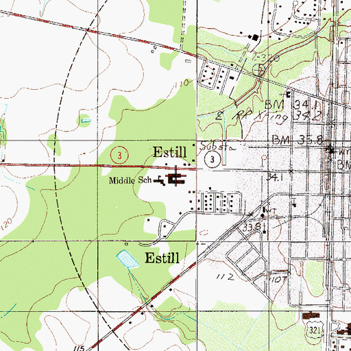 Topographic Map of Estill Middle School, SC