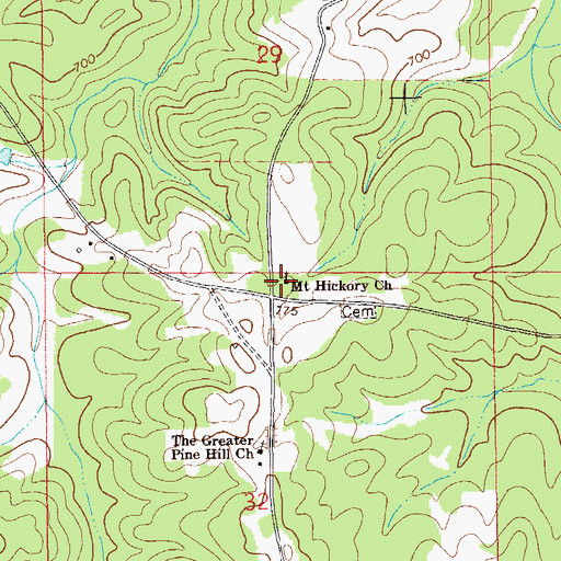 Topographic Map of Mount Hickory Church, AL