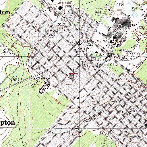 Topographic Map of Hampton Elementary School, SC