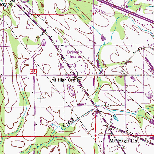 Topographic Map of Mount High Cemetery, AL