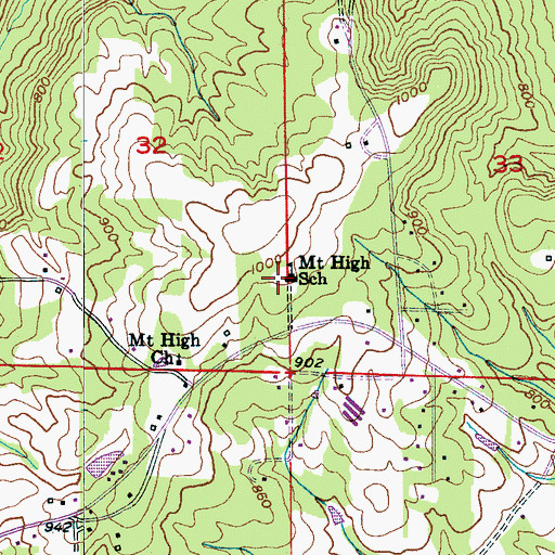 Topographic Map of Mount High School, AL