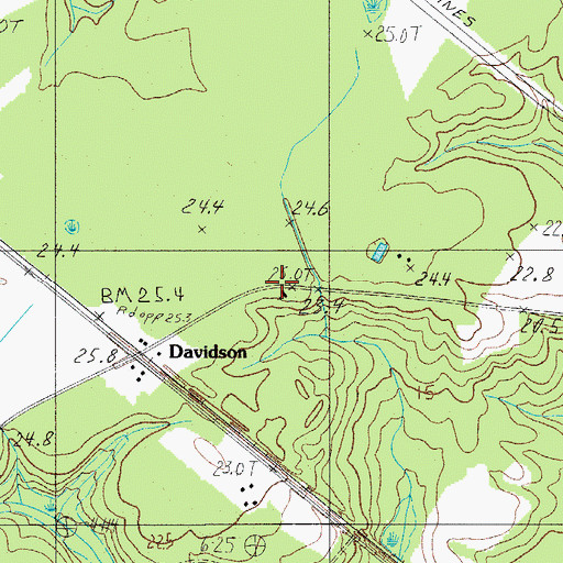 Topographic Map of Ridgeville Church, SC