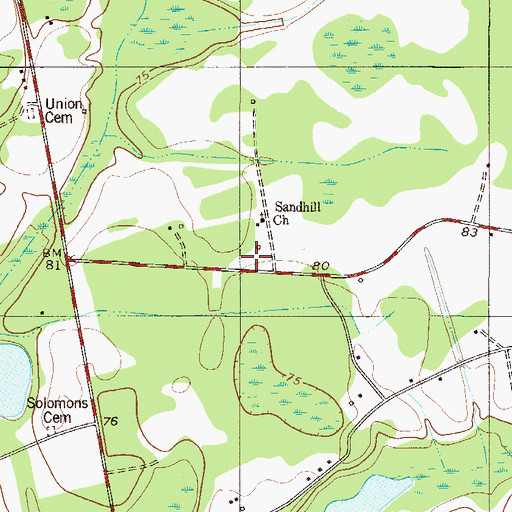Topographic Map of Sand Hill School (historical), SC