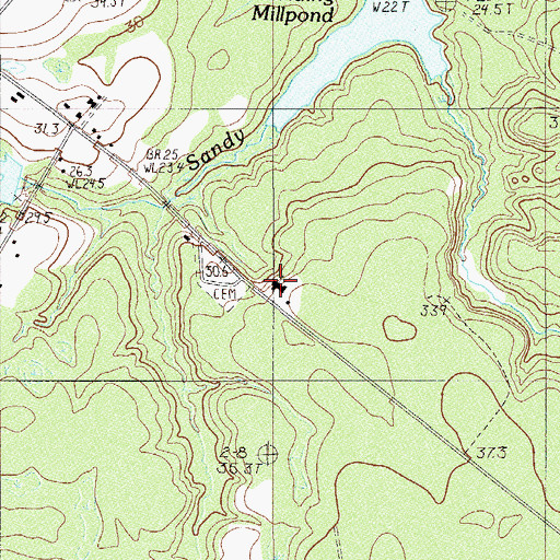 Topographic Map of Sandy Run Baptist Church, SC