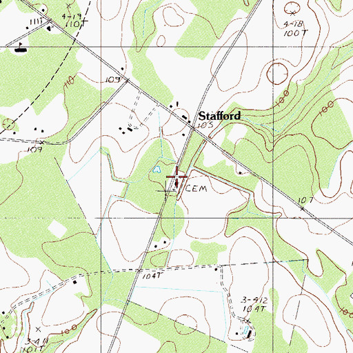 Topographic Map of Stafford Church, SC