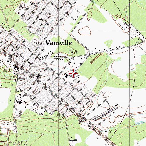 Topographic Map of Varnville Elementary School, SC