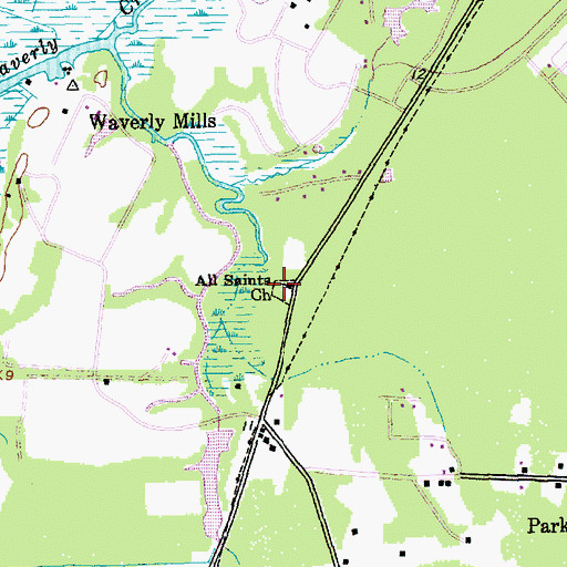 Topographic Map of All Saints Cemetery, SC