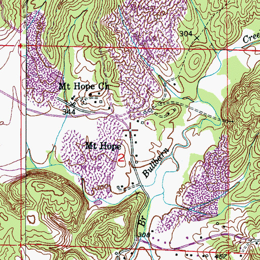Topographic Map of Mount Hope, AL