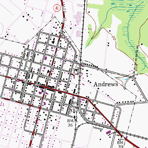 Topographic Map of Andrews Pentecostal Holiness Church, SC