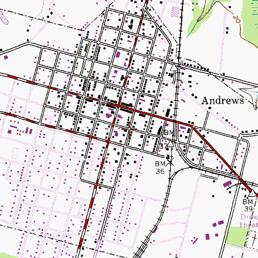 Topographic Map of Andrews Presbyterian Church, SC