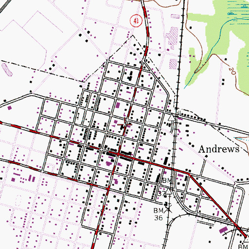 Topographic Map of Andrews Public School (historical), SC