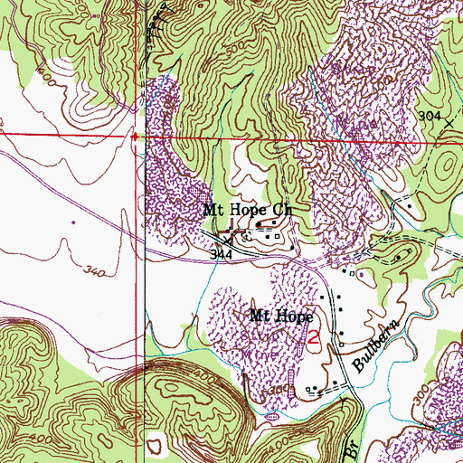 Topographic Map of Mount Hope Church, AL