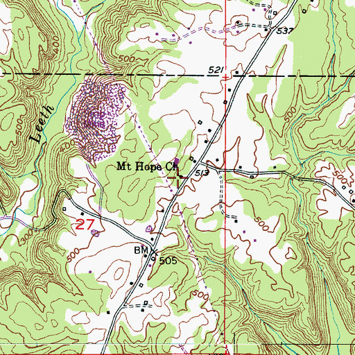Topographic Map of Mount Hope Church, AL