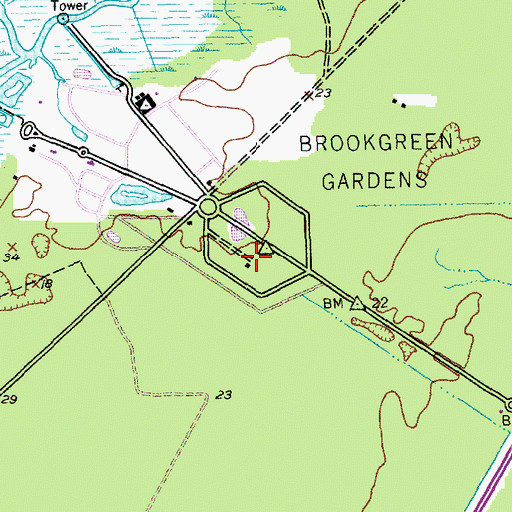 Topographic Map of Brookgreen Plantation (historical), SC