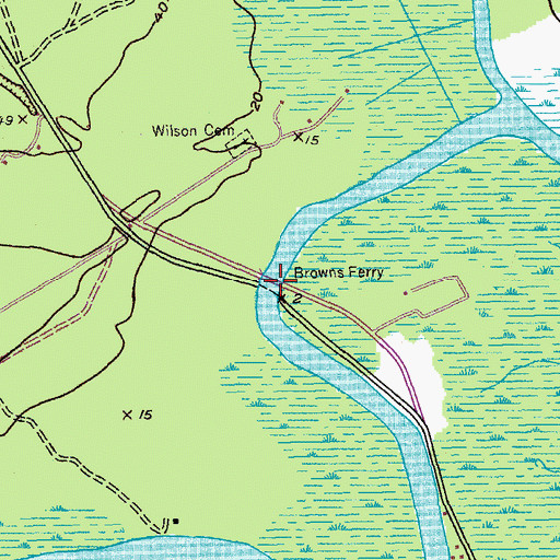 Topographic Map of Browns Ferry Bridge, SC