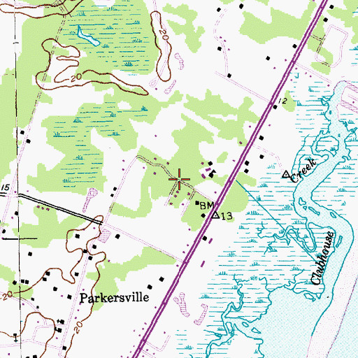 Topographic Map of Camp Baskerville, SC