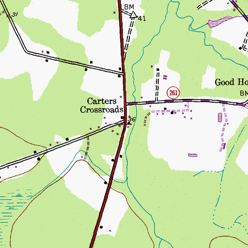 Topographic Map of Carters Church, SC
