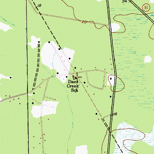Topographic Map of Dans Creek Church, SC