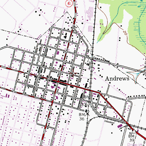 Topographic Map of First Baptist Church of Andrews, SC