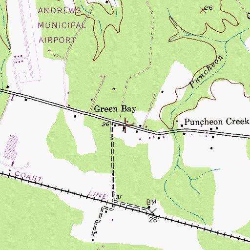 Topographic Map of Green Bay Church, SC