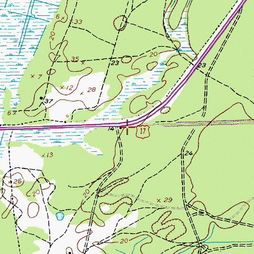 Topographic Map of Hobcaw Barony Nature Center, SC