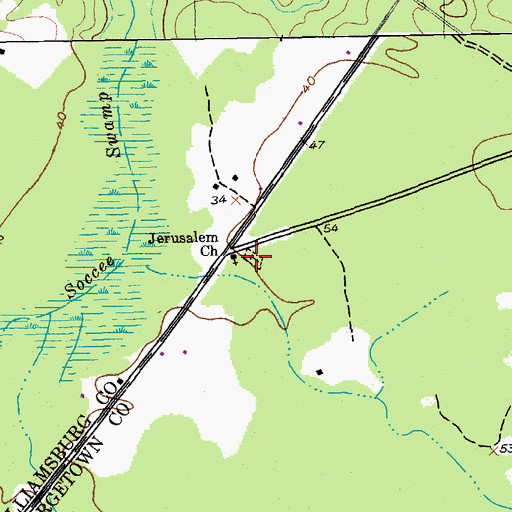 Topographic Map of Jerusalem Cemetery, SC