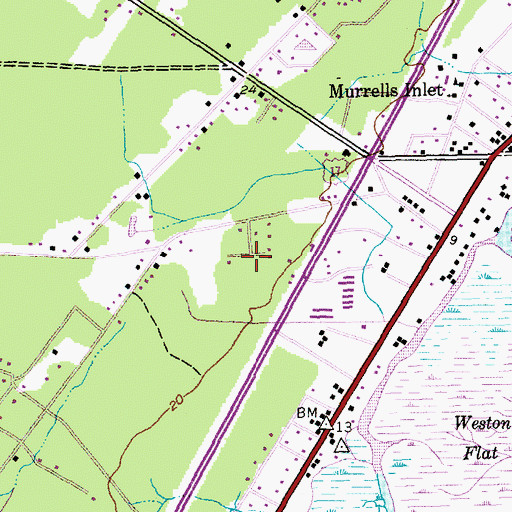 Topographic Map of Live Oaks, SC