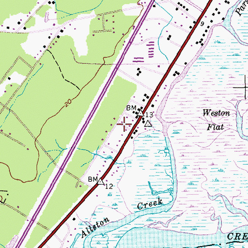 Topographic Map of Moss Creek, SC
