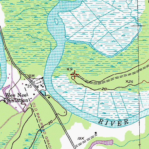 Topographic Map of Munlin Plantation, SC