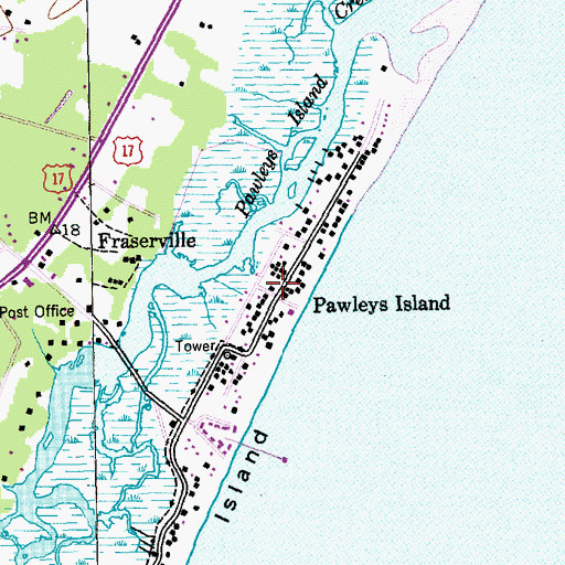 Topographic Map of Pawleys Island Historic District, SC