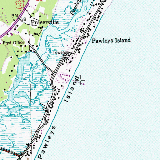 Topographic Map of Pawleys Pier, SC
