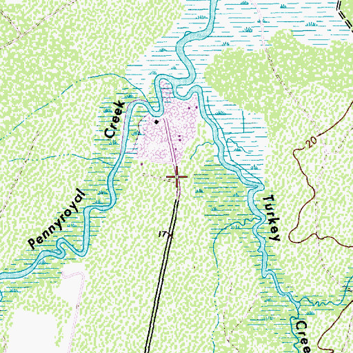 Topographic Map of Pennyroyal Industrial Park, SC