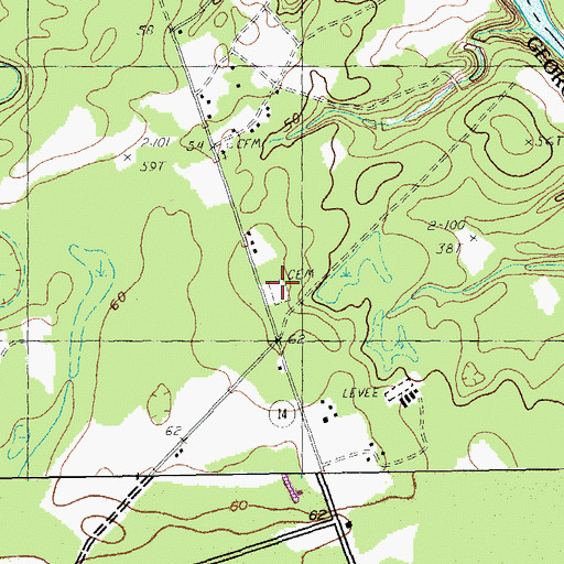 Topographic Map of Pine Bluff Cemetery, SC