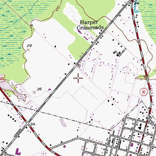 Topographic Map of Rosemary Middle School, SC