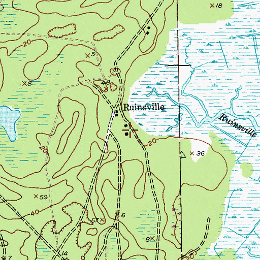 Topographic Map of Ruinville Plantation (historical), SC