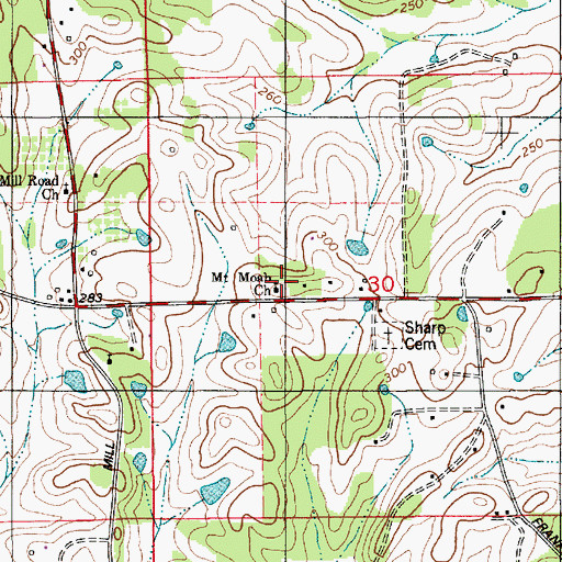 Topographic Map of Mount Moab Church, AL