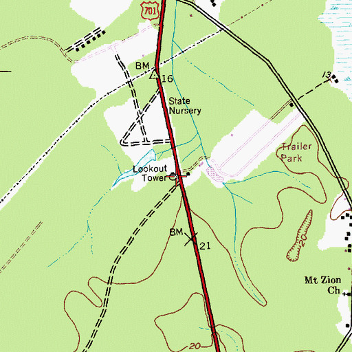 Topographic Map of Tyson Look Out Tower, SC