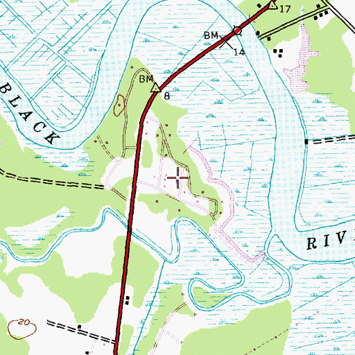 Topographic Map of Waterfored Estates, SC