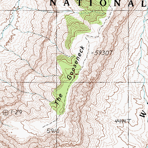 Topographic Map of The Gooseneck, AZ