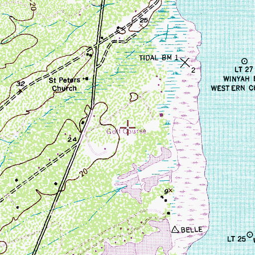 Topographic Map of Winyah Bay Golf and Country Club, SC