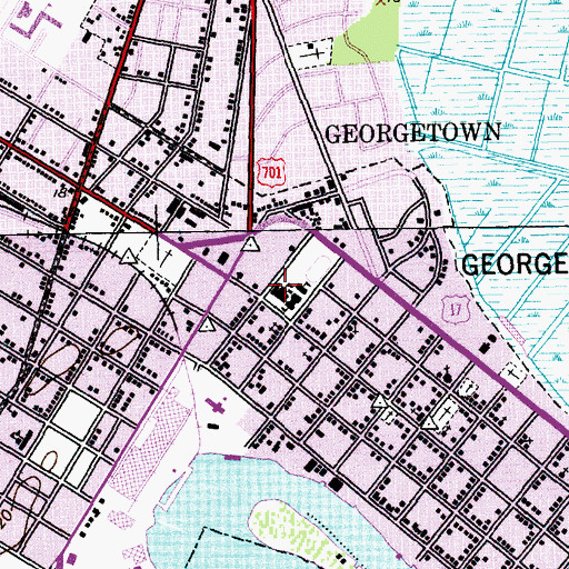 Topographic Map of Winyah High School, SC