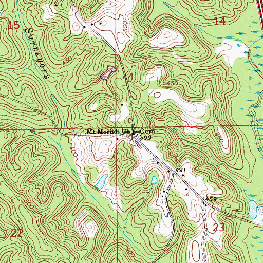 Topographic Map of Mount Moriah Church, AL