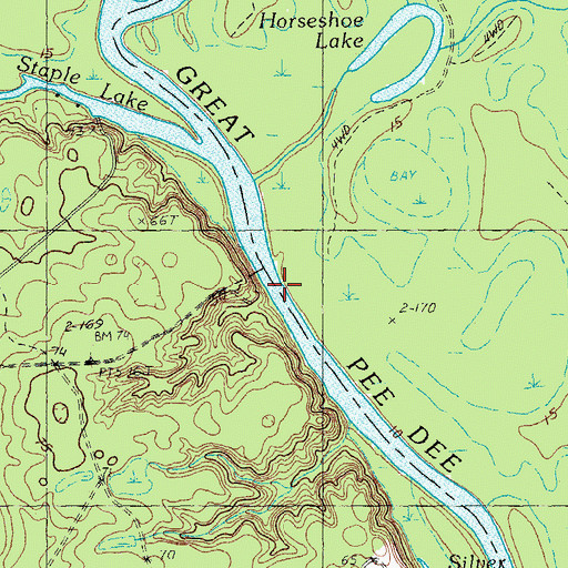 Topographic Map of Bradley and Britton Ferry (historical), SC