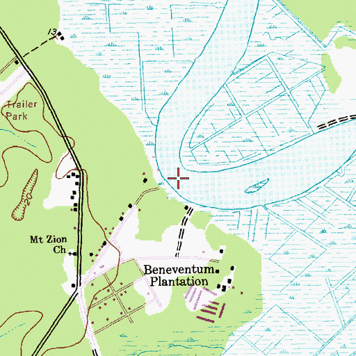 Topographic Map of Caring Cross Ferry (historical), SC
