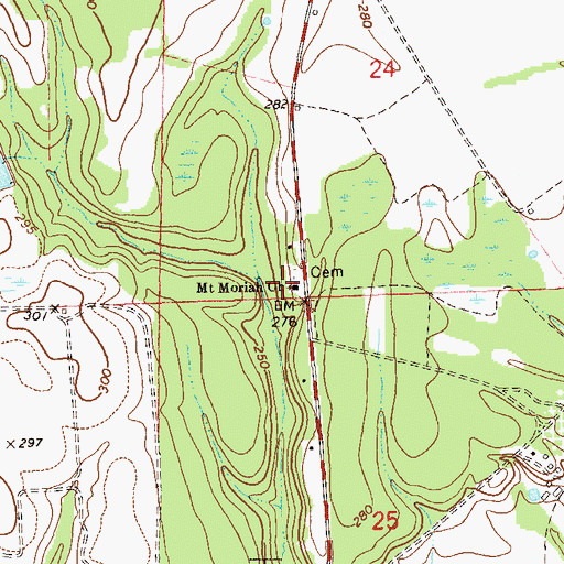 Topographic Map of Mount Moriah Church, AL